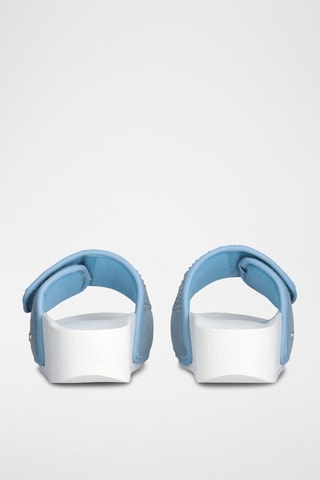 Claquettes plateformes - Blanc, bleu et argenté