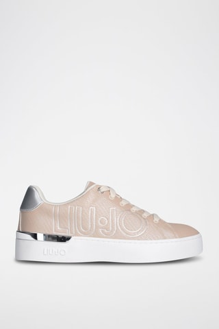 Sneakers plateformes - Blanc, beige et argenté