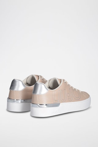Sneakers plateformes - Blanc, beige et argenté
