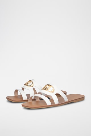 Mules en cuir - Blanc et doré