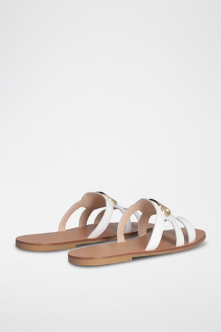 Mules en cuir - Blanc et doré