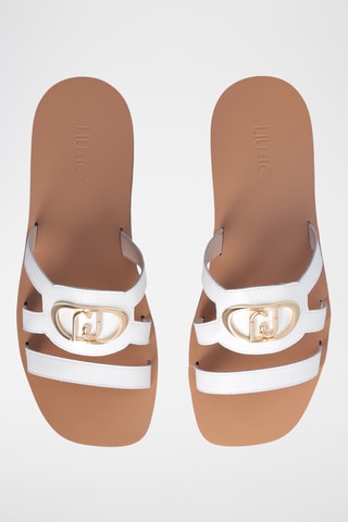 Mules en cuir - Blanc et doré