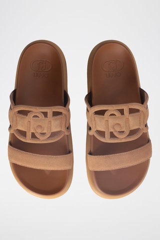 Mules en nubuck Loren - Beige et argenté