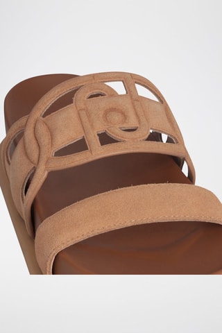 Mules en nubuck Loren - Beige et argenté