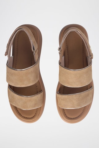 Sandales en nubuck Amber - Beige et argenté