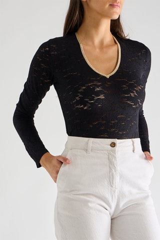 Top en dentelle Tanak - Noir