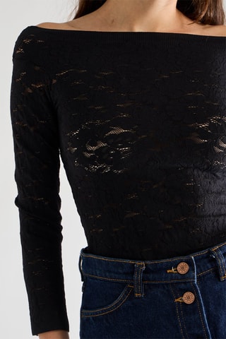 Top en dentelle Tasha - Noir