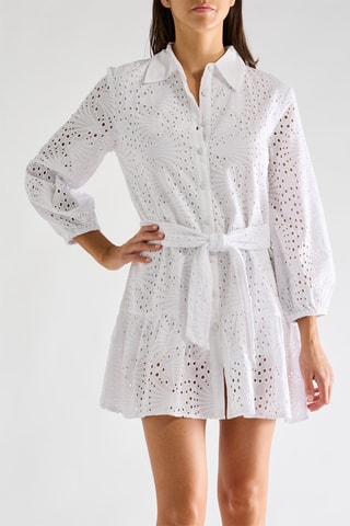 Robe chemise en broderie anglaise Roane - Blanc
