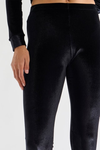 Legging 7/8 taille haute en velours Tricy - Noir