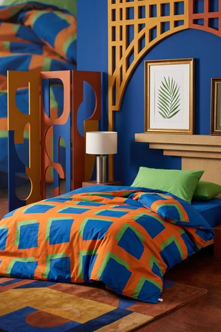 Parure de couette - Bleu et orange