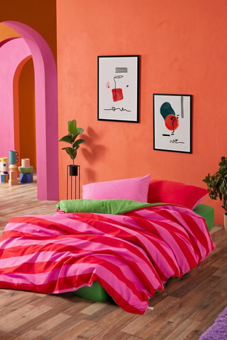 Parure de lit - Vert et fuchsia