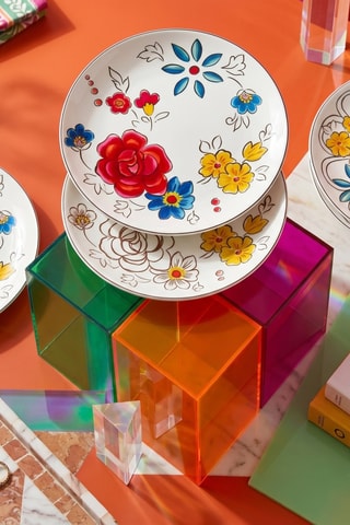 6 assiettes à dessert en porcelaine - 20 cm