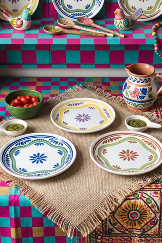 6 assiettes à dessert en porcelaine - 20 cm