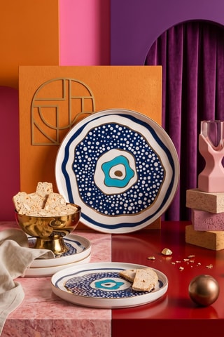 6 assiettes à dessert en porcelaine - 21 cm