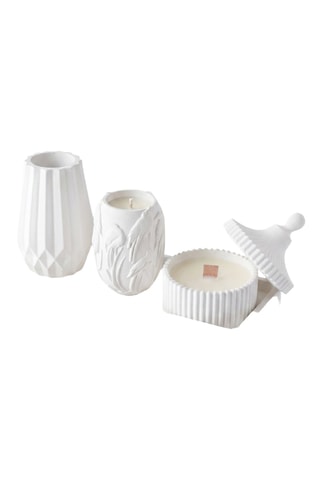3 bougies parfumées vanille et ambre - Blanc