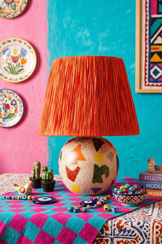 Lampe à poser en céramique - Orange - 40 W