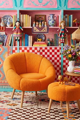 Fauteuil et repose-pied - Orange