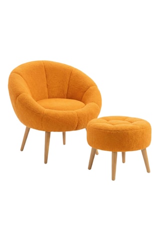 Fauteuil et repose-pied - Orange