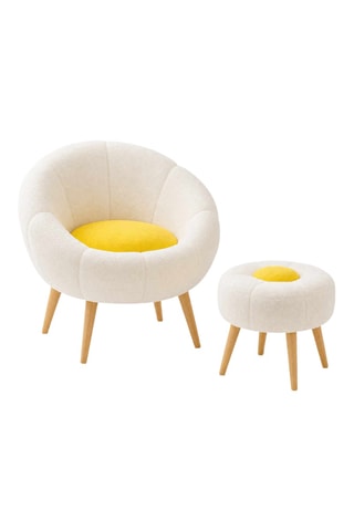 Fauteuil et repose-pied - Blanc