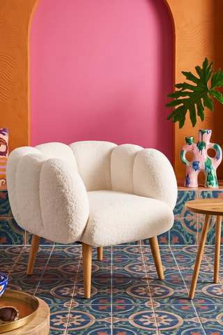 Fauteuil - Blanc cassé - 70 x 94 x 42 cm - En polyester
