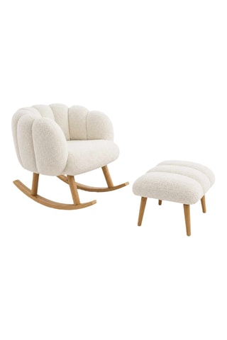 Fauteuil à bascule et repose-pied - Blanc