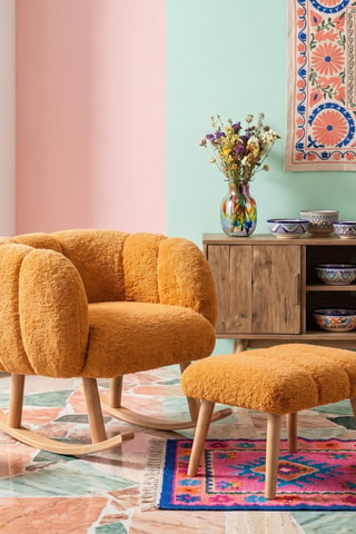 Fauteuil à bascule et repose-pied - Orange
