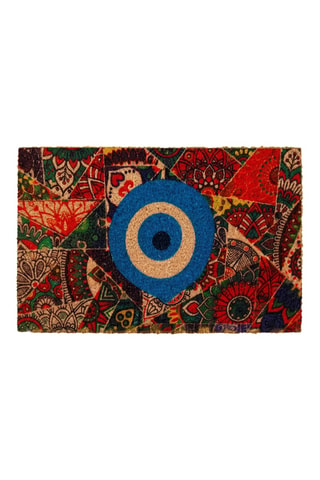Tapis en fibres de coco - Rouge et bleu - 40 x 60 cm
