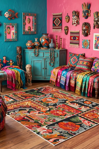 Tapis - Orange et noir