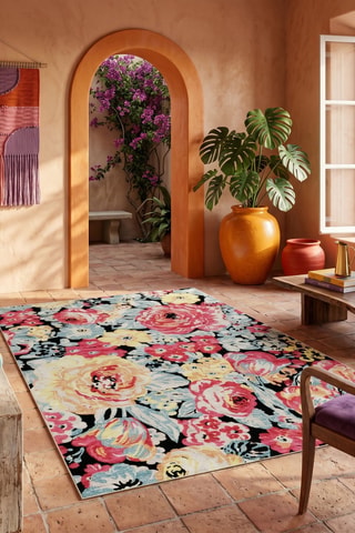 Tapis - Noir et rose