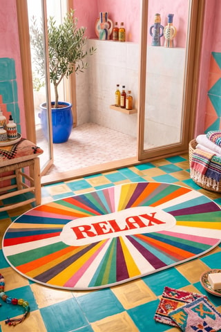 Tapis de bain - Jaune et vert - 60 x 90 cm
