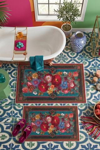 2 tapis de bain - Bleu - 50 x 60/60 x 100 cm