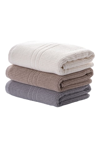3 serviettes de toilette - Gris et beige - 50 x 100 cm