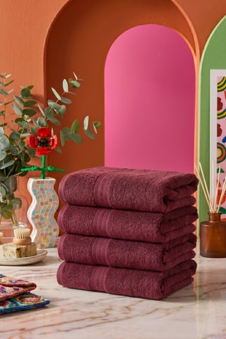 4 serviettes de toilette - Bordeaux - 50 x 90 cm