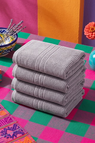 4 serviettes de toilette - Gris - 50 x 100 cm