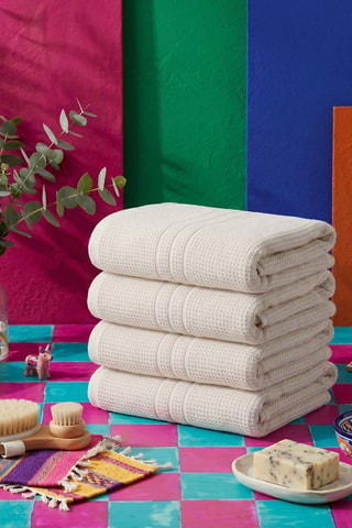 4 serviettes de toilette - Ecru - 50 x 100 cm