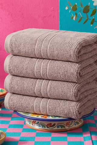4 serviettes de toilette - Marron - 50 x 100 cm