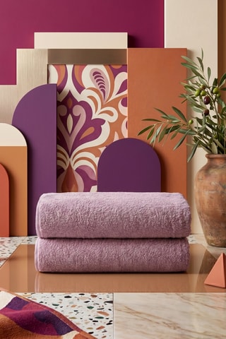 2 draps de douche - Rose - 70 x 140 cm