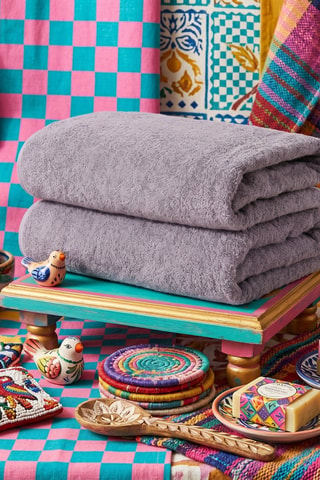 2 draps de douche - Gris - 70 x 140 cm