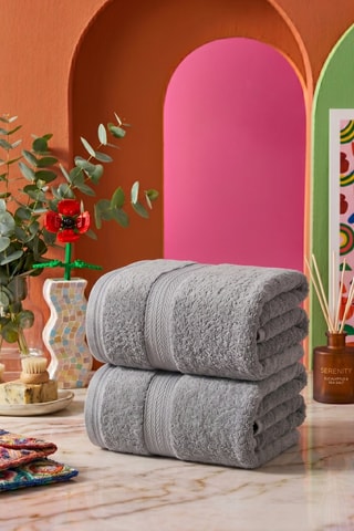 2 draps de douche - Gris - 70 x 140 cm