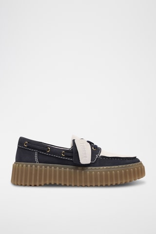 Chaussures bateau plateformes en cuir Torhill - Bleu