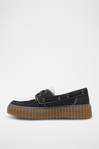 Chaussures bateau plateformes en cuir Torhill - Bleu