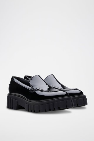 Mocassins à talons en cuir verni Page - Noir