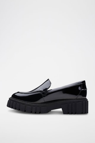 Mocassins à talons en cuir verni Page - Noir