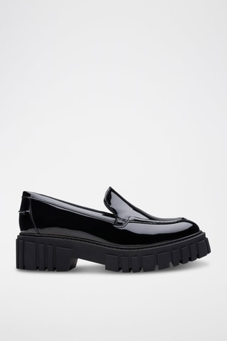 Mocassins à talons en cuir verni Page - Noir