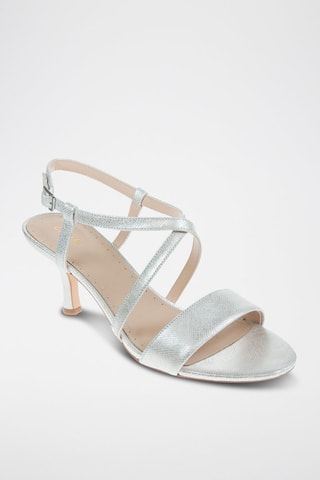 Sandales à talons en cuir Amali Buckle - Argenté