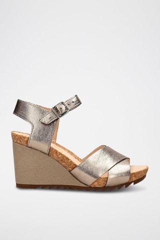 Sandales compensées en nubuck Flex - Doré