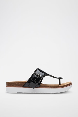 Tongs en cuir Elayne Step - Noir