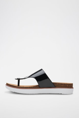 Tongs en cuir Elayne Step - Noir