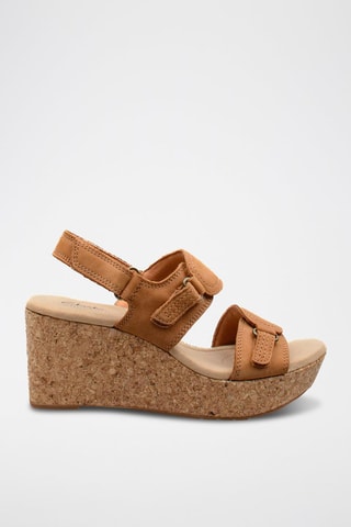Sandales compensées en nubuck Rose - Marron