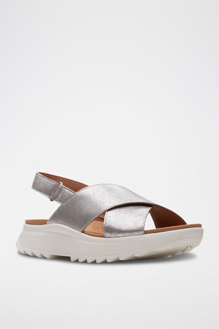 Sandales compensées en cuir DashLite - Argenté